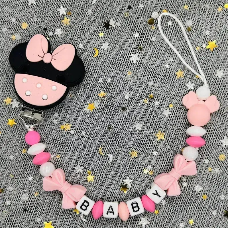 2026 Custom Name Baby Pacifier Clips Chain Silicone Beads Teether Toys Dummy Holder Russian English Name Pacifier Chain Newborn by Dropshipman