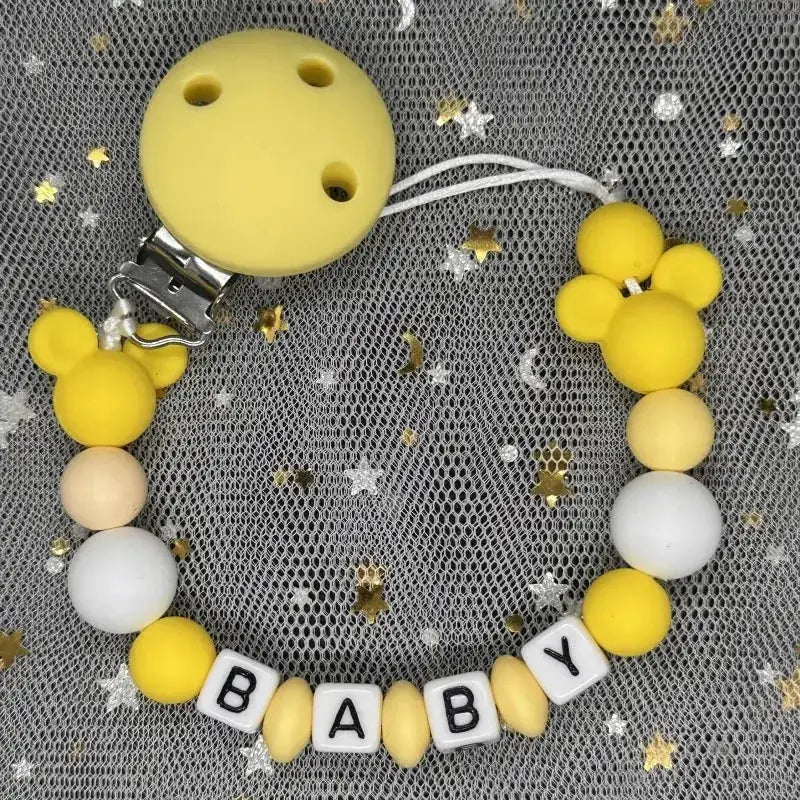 2026 Custom Name Baby Pacifier Clips Chain Silicone Beads Teether Toys Dummy Holder Russian English Name Pacifier Chain Newborn by Dropshipman
