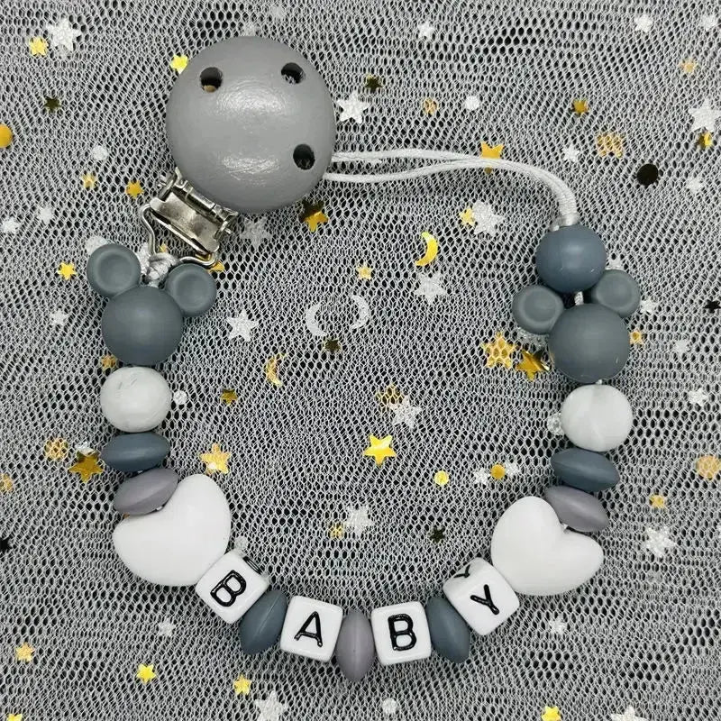 2026 Custom Name Baby Pacifier Clips Chain Silicone Beads Teether Toys Dummy Holder Russian English Name Pacifier Chain Newborn SHOPEZRA L.L.C.