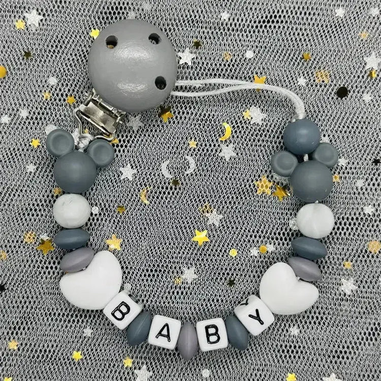 2026 Custom Name Baby Pacifier Clips Chain Silicone Beads Teether Toys Dummy Holder Russian English Name Pacifier Chain Newborn SHOPEZRA L.L.C.
