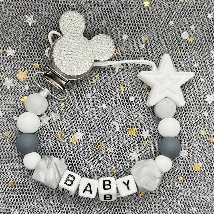 2026 Custom Name Baby Pacifier Clips Chain Silicone Beads Teether Toys Dummy Holder Russian English Name Pacifier Chain Newborn SHOPEZRA L.L.C.