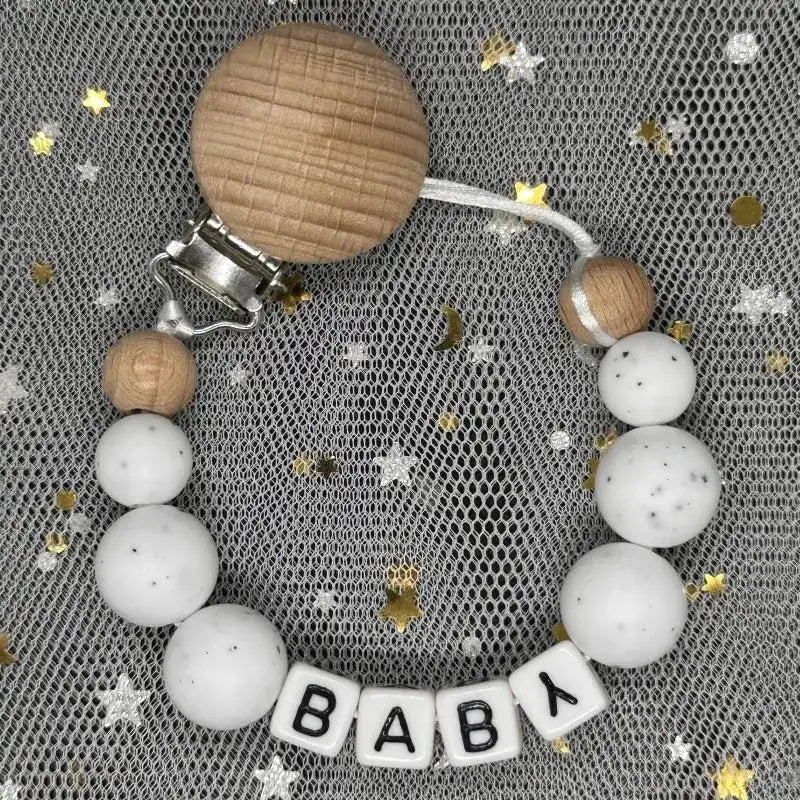2026 Custom Name Baby Pacifier Clips Chain Silicone Beads Teether Toys Dummy Holder Russian English Name Pacifier Chain Newborn by Dropshipman