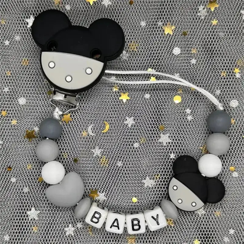 2026 Custom Name Baby Pacifier Clips Chain Silicone Beads Teether Toys Dummy Holder Russian English Name Pacifier Chain Newborn by Dropshipman
