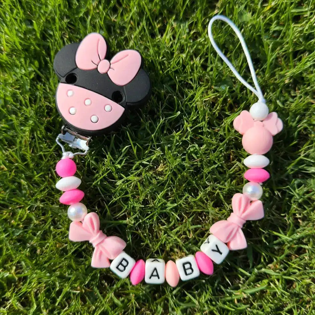 2026 Custom Name Baby Pacifier Clips Chain Silicone Beads Teether Toys Dummy Holder Russian English Name Pacifier Chain Newborn by Dropshipman