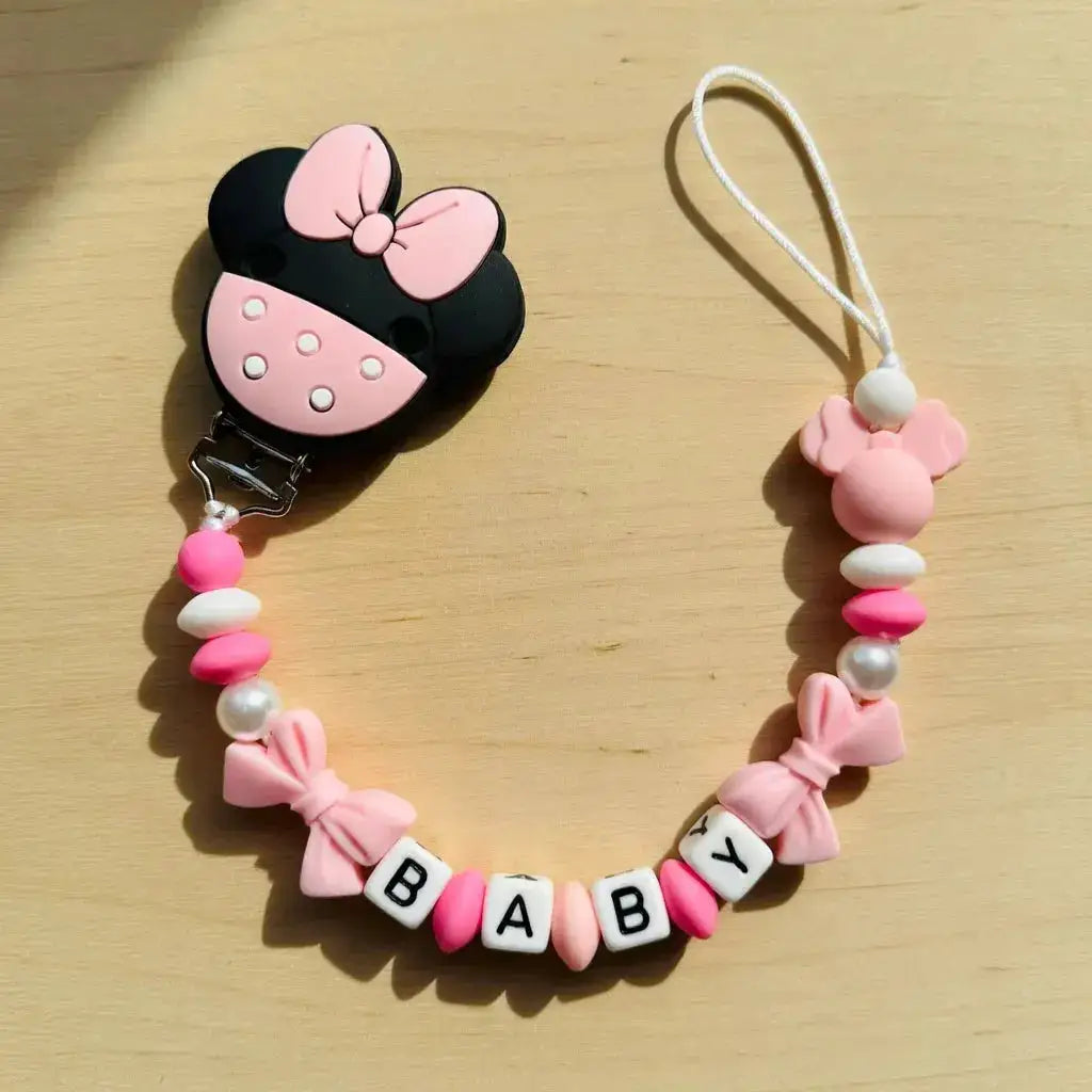 2026 Custom Name Baby Pacifier Clips Chain Silicone Beads Teether Toys Dummy Holder Russian English Name Pacifier Chain Newborn by Dropshipman