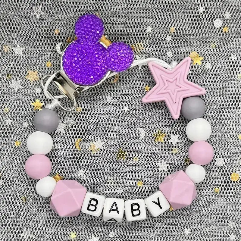 2026 Custom Name Baby Pacifier Clips Chain Silicone Beads Teether Toys Dummy Holder Russian English Name Pacifier Chain Newborn by Dropshipman