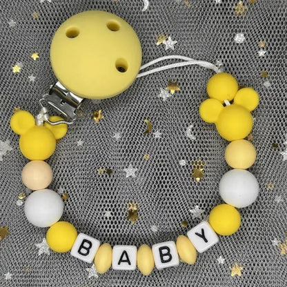 2026 Custom Name Baby Pacifier Clips Chain Silicone Beads Teether Toys Dummy Holder Russian English Name Pacifier Chain Newborn by Dropshipman