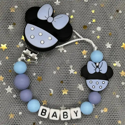 2026 Custom Name Baby Pacifier Clips Chain Silicone Beads Teether Toys Dummy Holder Russian English Name Pacifier Chain Newborn by Dropshipman