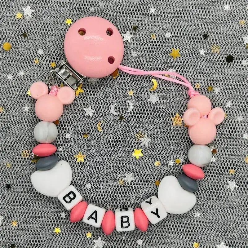 2026 Custom Name Baby Pacifier Clips Chain Silicone Beads Teether Toys Dummy Holder Russian English Name Pacifier Chain Newborn by Dropshipman