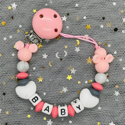 2026 Custom Name Baby Pacifier Clips Chain Silicone Beads Teether Toys Dummy Holder Russian English Name Pacifier Chain Newborn by Dropshipman