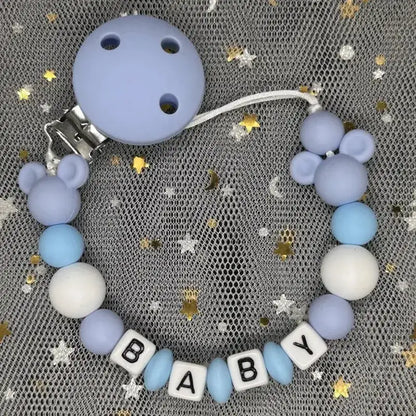 2026 Custom Name Baby Pacifier Clips Chain Silicone Beads Teether Toys Dummy Holder Russian English Name Pacifier Chain Newborn by Dropshipman