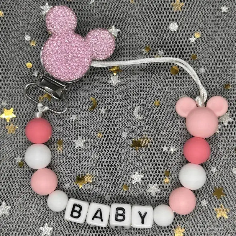 2026 Custom Name Baby Pacifier Clips Chain Silicone Beads Teether Toys Dummy Holder Russian English Name Pacifier Chain Newborn by Dropshipman