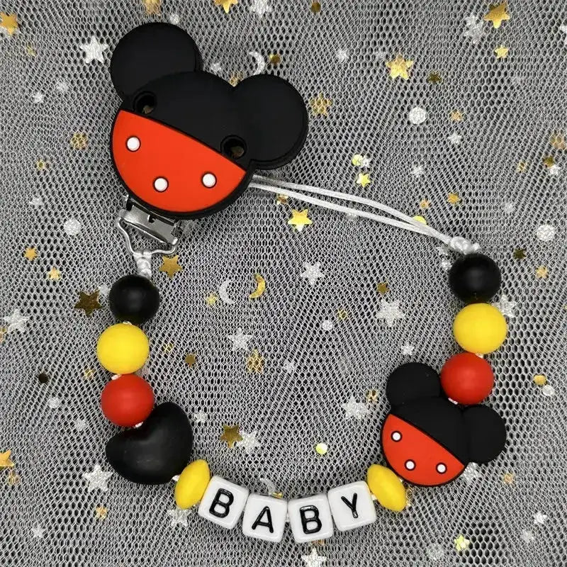 2026 Custom Name Baby Pacifier Clips Chain Silicone Beads Teether Toys Dummy Holder Russian English Name Pacifier Chain Newborn by Dropshipman