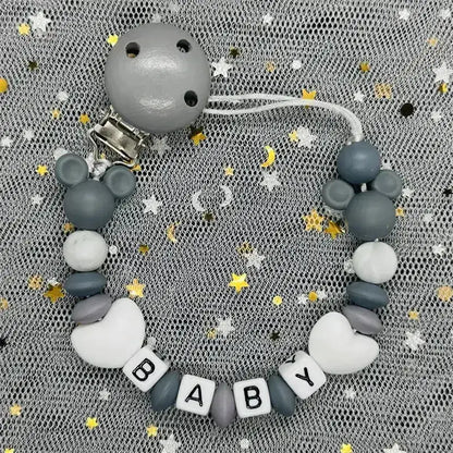 2026 Custom Name Baby Pacifier Clips Chain Silicone Beads Teether Toys Dummy Holder Russian English Name Pacifier Chain Newborn by Dropshipman