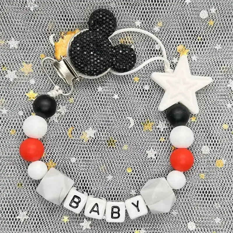 2026 Custom Name Baby Pacifier Clips Chain Silicone Beads Teether Toys Dummy Holder Russian English Name Pacifier Chain Newborn by Dropshipman