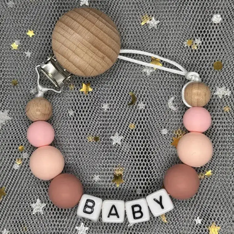 2026 Custom Name Baby Pacifier Clips Chain Silicone Beads Teether Toys Dummy Holder Russian English Name Pacifier Chain Newborn by Dropshipman