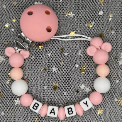 2026 Custom Name Baby Pacifier Clips Chain Silicone Beads Teether Toys Dummy Holder Russian English Name Pacifier Chain Newborn by Dropshipman