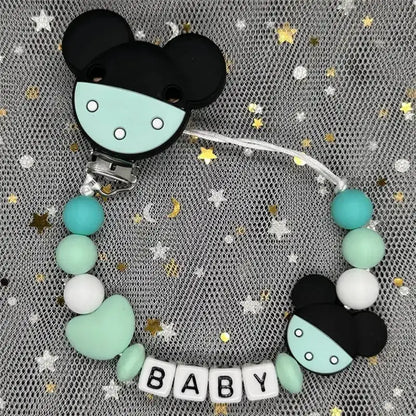 2026 Custom Name Baby Pacifier Clips Chain Silicone Beads Teether Toys Dummy Holder Russian English Name Pacifier Chain Newborn by Dropshipman