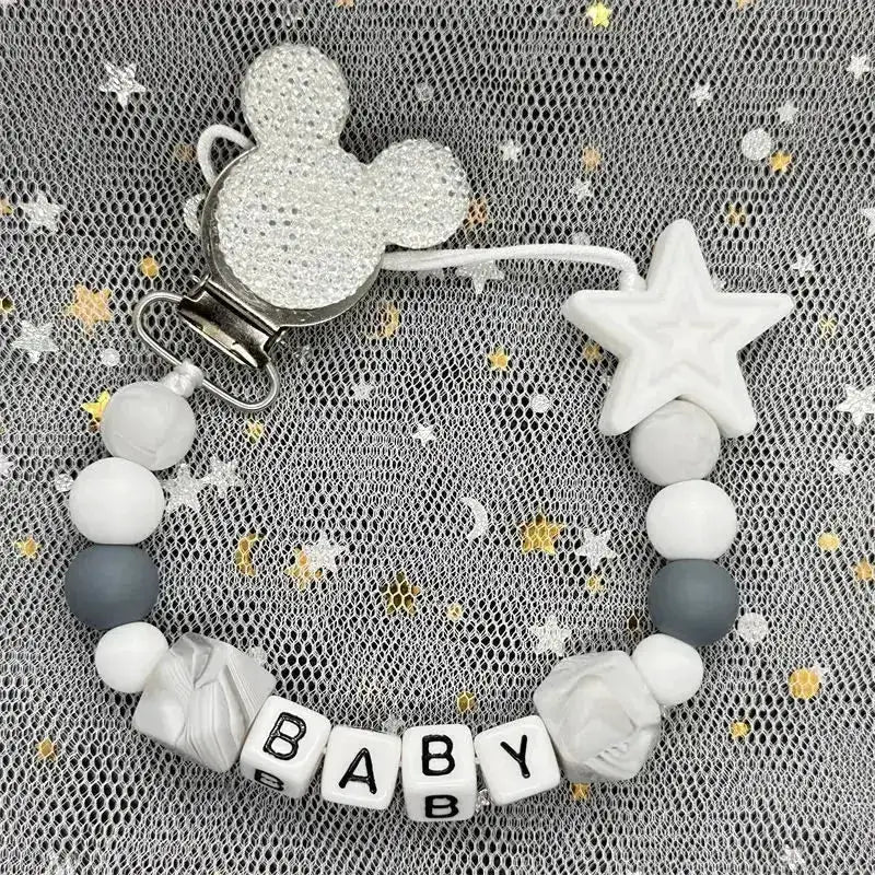 2026 Custom Name Baby Pacifier Clips Chain Silicone Beads Teether Toys Dummy Holder Russian English Name Pacifier Chain Newborn by Dropshipman