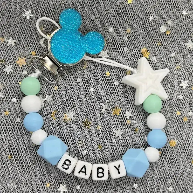 2026 Custom Name Baby Pacifier Clips Chain Silicone Beads Teether Toys Dummy Holder Russian English Name Pacifier Chain Newborn by Dropshipman