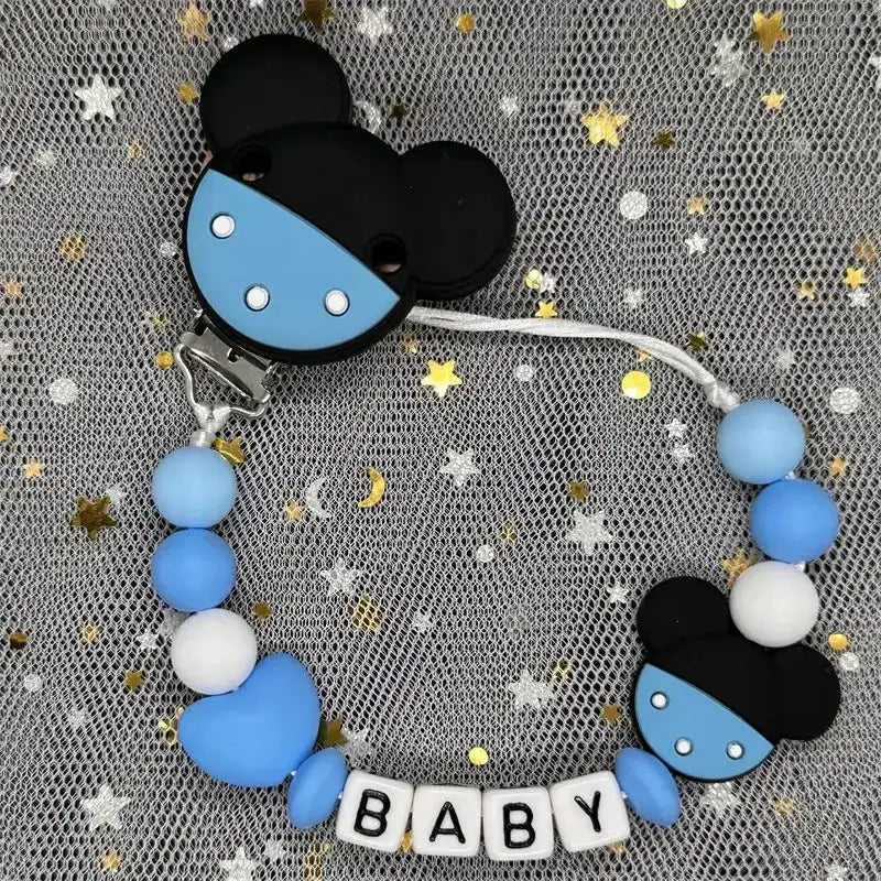 2026 Custom Name Baby Pacifier Clips Chain Silicone Beads Teether Toys Dummy Holder Russian English Name Pacifier Chain Newborn by Dropshipman