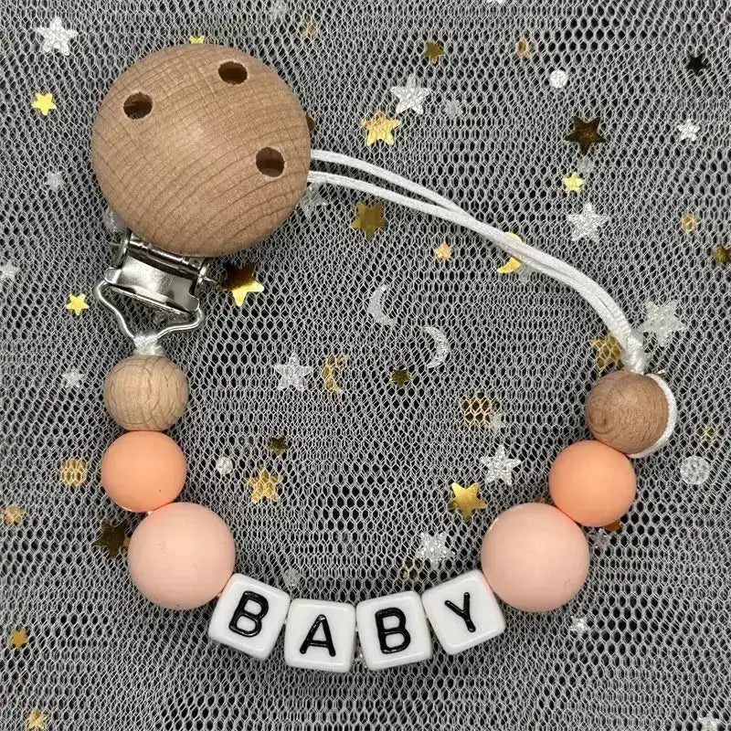 2026 Custom Name Baby Pacifier Clips Chain Silicone Beads Teether Toys Dummy Holder Russian English Name Pacifier Chain Newborn by Dropshipman