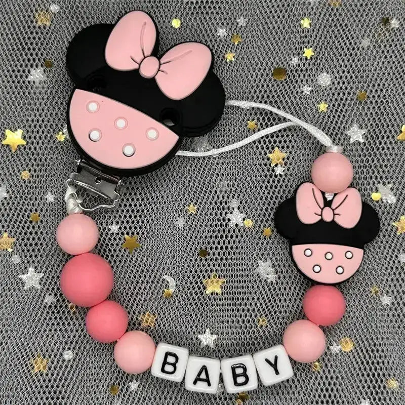 2026 Custom Name Baby Pacifier Clips Chain Silicone Beads Teether Toys Dummy Holder Russian English Name Pacifier Chain Newborn by Dropshipman