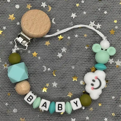 2026 Custom Name Baby Pacifier Clips Chain Silicone Beads Teether Toys Dummy Holder Russian English Name Pacifier Chain Newborn by Dropshipman