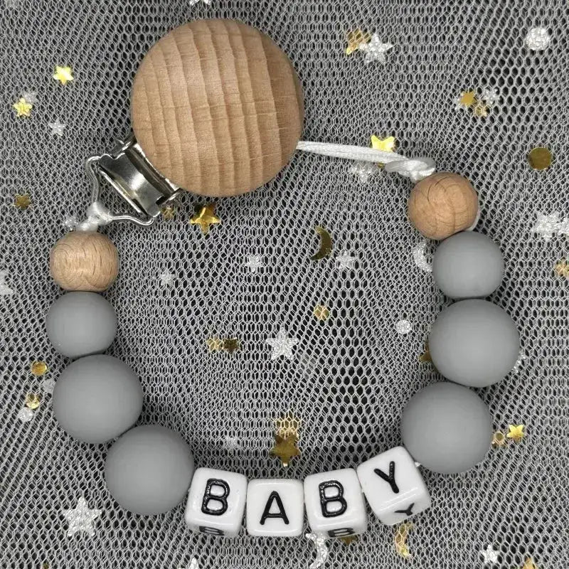 2026 Custom Name Baby Pacifier Clips Chain Silicone Beads Teether Toys Dummy Holder Russian English Name Pacifier Chain Newborn by Dropshipman