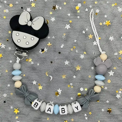 2026 Custom Name Baby Pacifier Clips Chain Silicone Beads Teether Toys Dummy Holder Russian English Name Pacifier Chain Newborn by Dropshipman