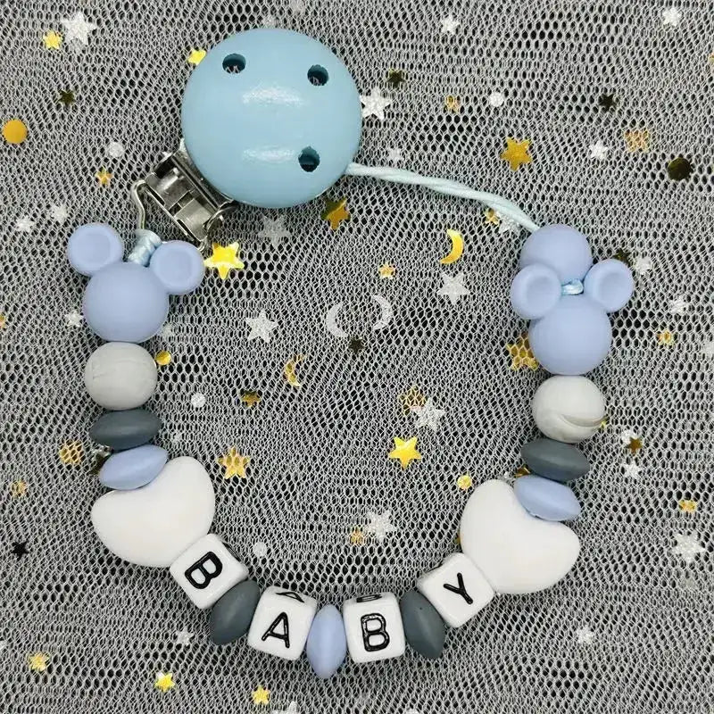 2026 Custom Name Baby Pacifier Clips Chain Silicone Beads Teether Toys Dummy Holder Russian English Name Pacifier Chain Newborn by Dropshipman