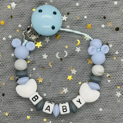 2026 Custom Name Baby Pacifier Clips Chain Silicone Beads Teether Toys Dummy Holder Russian English Name Pacifier Chain Newborn by Dropshipman