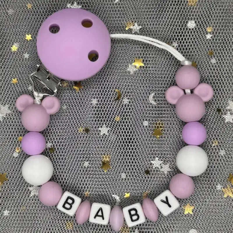 2026 Custom Name Baby Pacifier Clips Chain Silicone Beads Teether Toys Dummy Holder Russian English Name Pacifier Chain Newborn by Dropshipman
