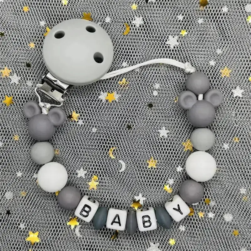 2026 Custom Name Baby Pacifier Clips Chain Silicone Beads Teether Toys Dummy Holder Russian English Name Pacifier Chain Newborn by Dropshipman