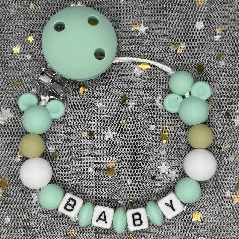 2026 Custom Name Baby Pacifier Clips Chain Silicone Beads Teether Toys Dummy Holder Russian English Name Pacifier Chain Newborn by Dropshipman