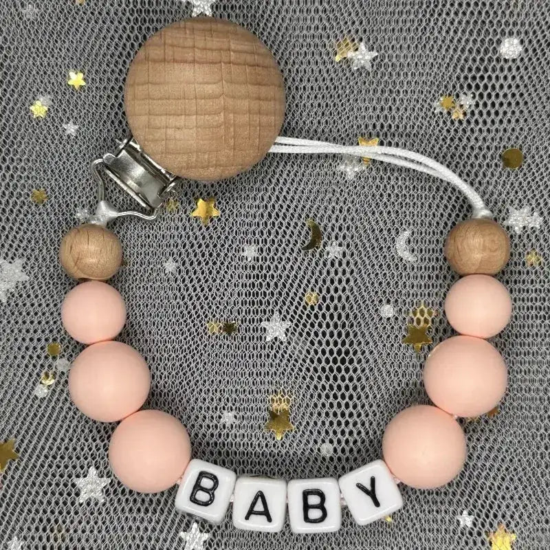 2026 Custom Name Baby Pacifier Clips Chain Silicone Beads Teether Toys Dummy Holder Russian English Name Pacifier Chain Newborn by Dropshipman