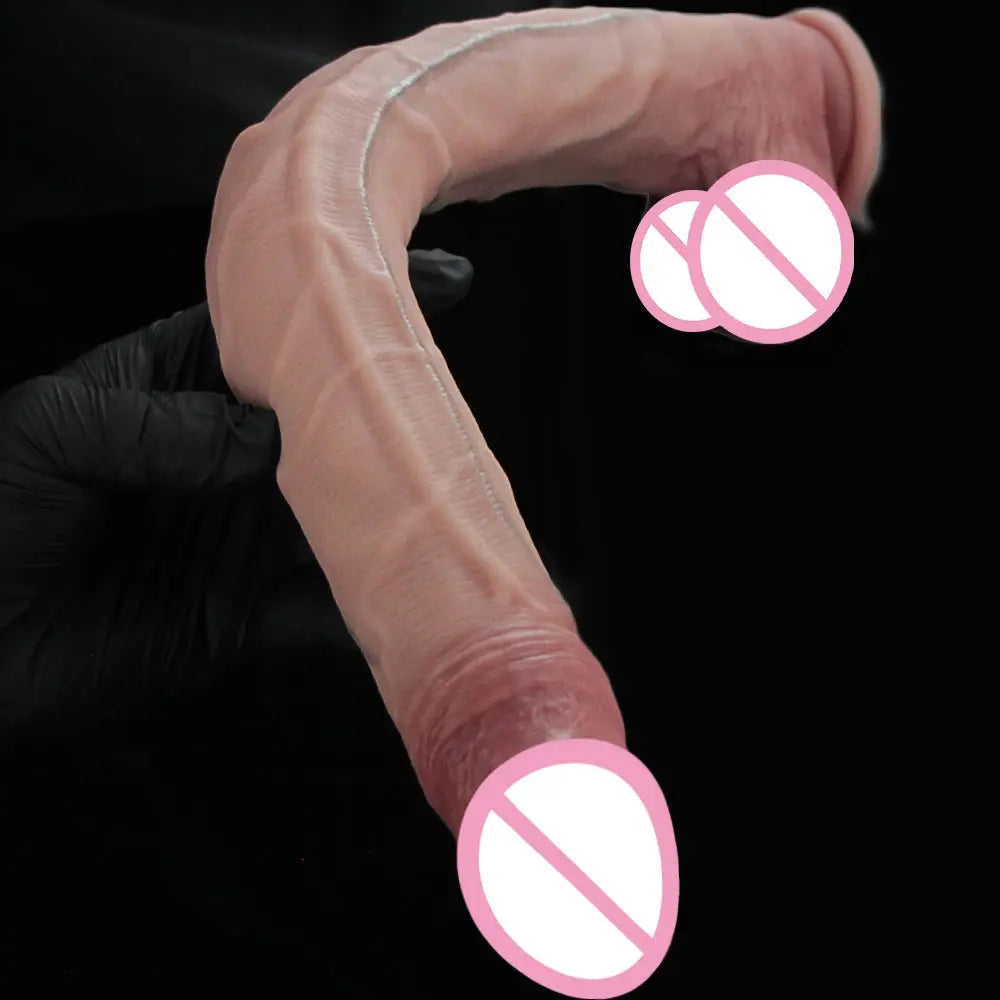 Large 42.5cm realistic black silicone dildo with suction cup, designed for vaginal and anal stimulation, from SHOPEZRA L.L.C.