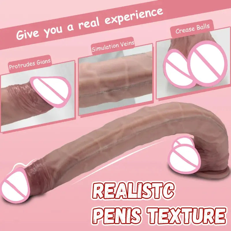 Realistic 42.5cm black silicone dildo with suction cup, designed for vaginal and anal stimulation, by SHOPEZRA L.L.C.