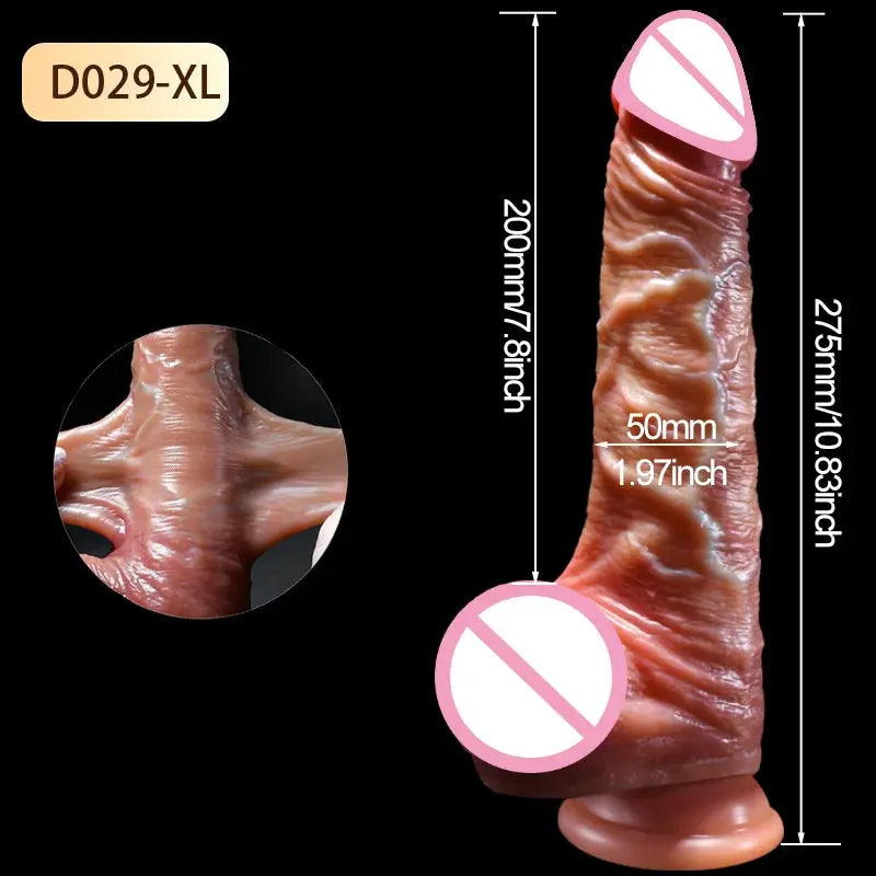 Realistic male dildo with sliding skin and foreskin, designed for female masturbation and anal penetration, adult sex toy by SHOPEZRA L.L.C.