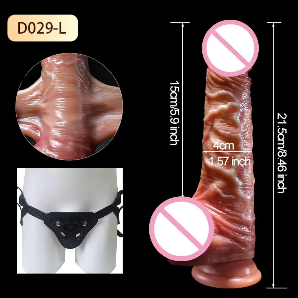 Realistic dildo for female masturbation with skin-like texture, foreskin, and large penis design from SHOPEZRA L.L.C.