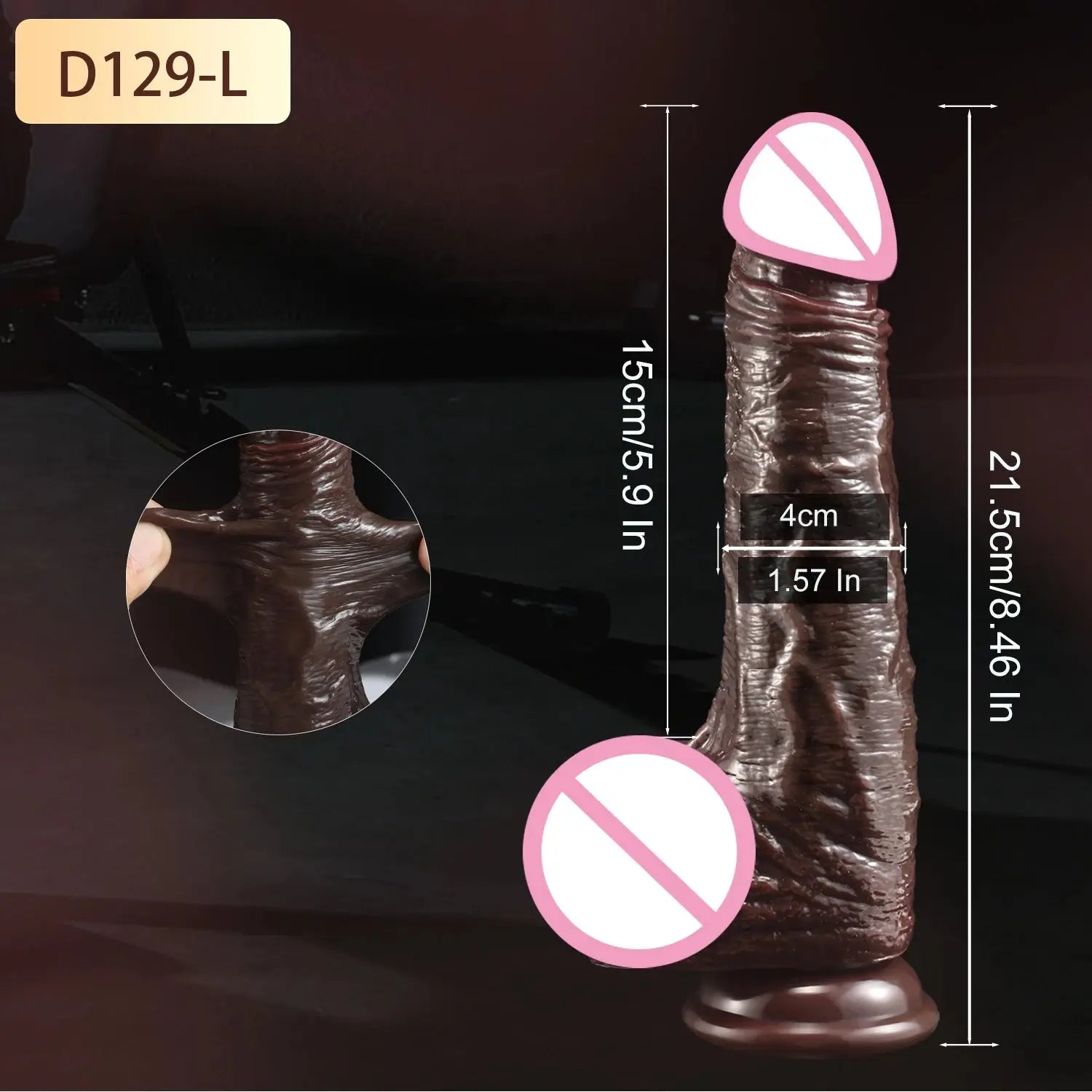 Realistic dildo for female masturbation with skin-like texture, foreskin, and large penis design, ideal for adult sex toy pleasure.