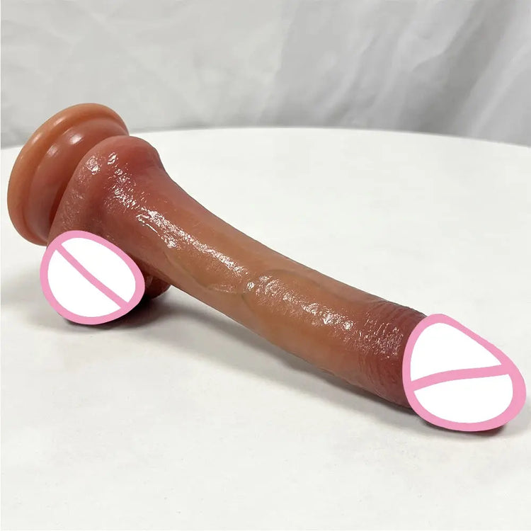 Realistic 7.5-inch silicone dildo by SHOPEZRA L.L.C., featuring lifelike details and smooth texture for adult pleasure.