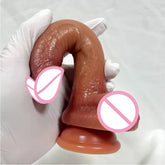 Realistic 7.5-inch silicone dildo by SHOPEZRA L.L.C., showcasing detailed texture and lifelike design.