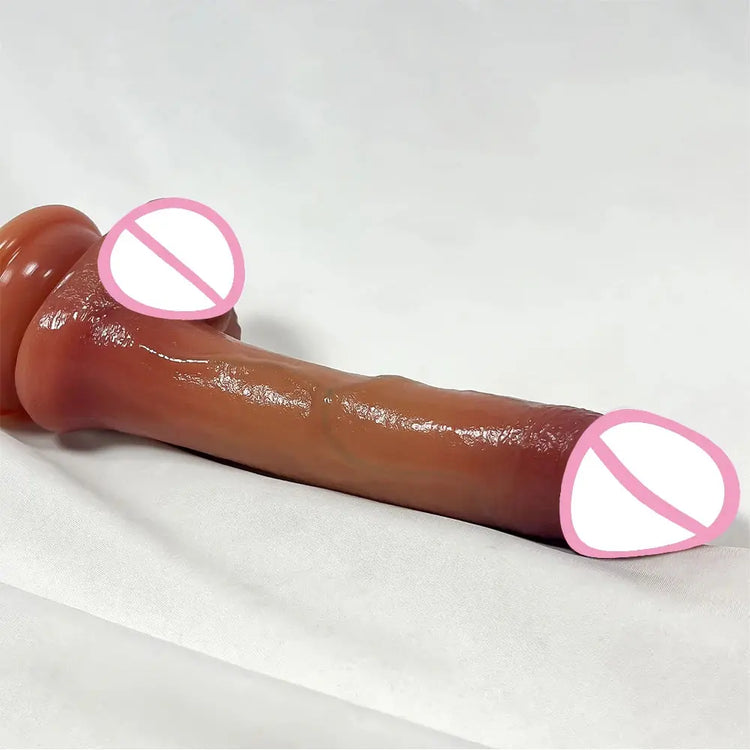 Realistic 7.5-inch silicone dildo from SHOPEZRA L.L.C., featuring detailed textures and smooth surface for intimate use.