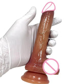 Realistic 7.5-inch silicone dildo by SHOPEZRA L.L.C. featuring detailed texture and smooth finish for adult pleasure.