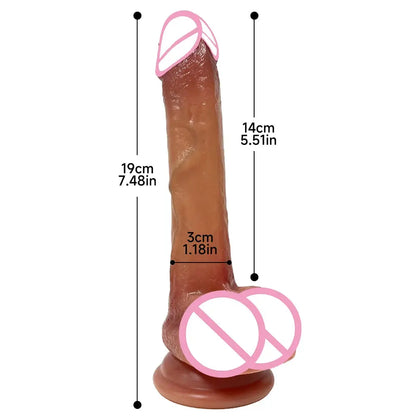 Realistic 7.5-inch silicone dildo from SHOPEZRA L.L.C., showing detailed texture and smooth surface for intimate pleasure.