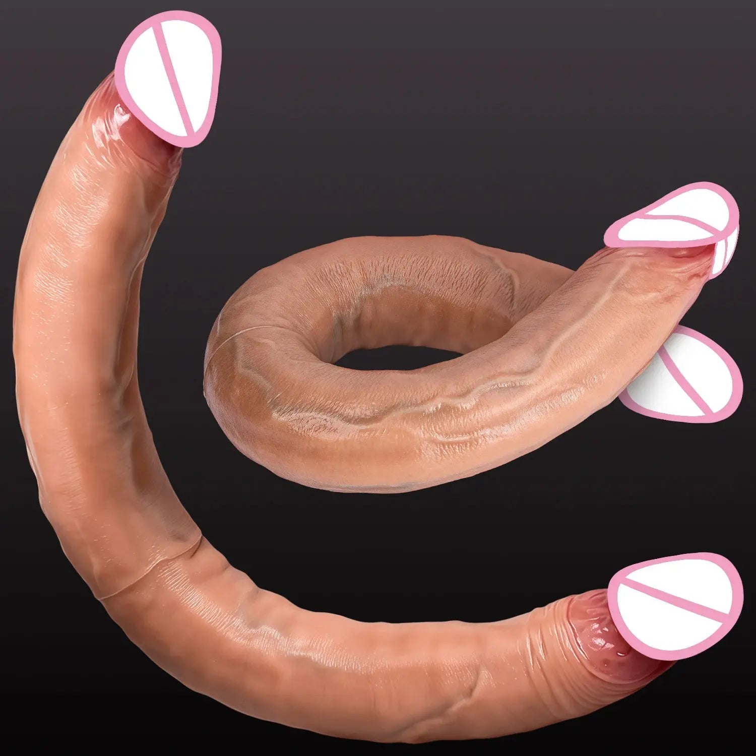 Flexible dual-ended dildo by SHOPEZRA L.L.C. for women, realistic, waterproof, soft adult toy for vaginal and anal stimulation.