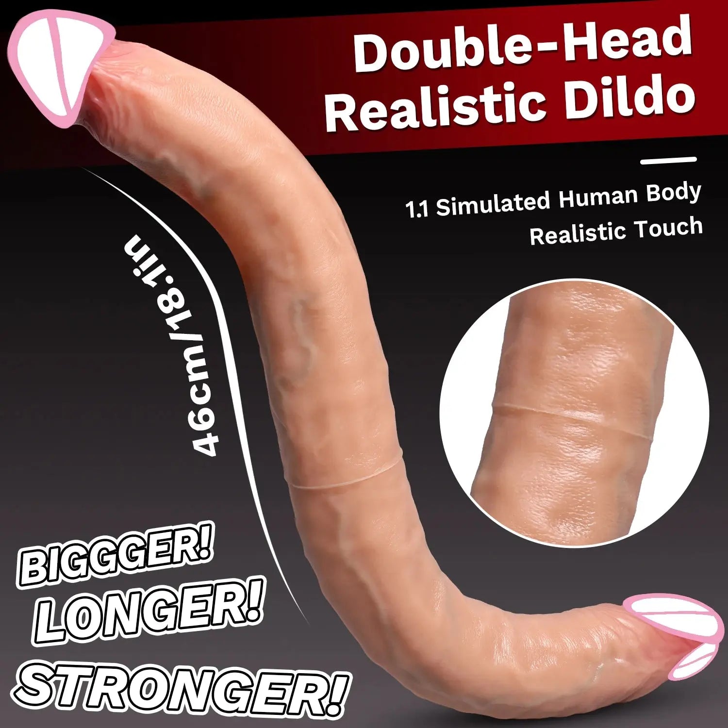 Flexible dual-ended dildo for women by SHOPEZRA L.L.C., realistic, waterproof adult toy for vaginal and anal stimulation.