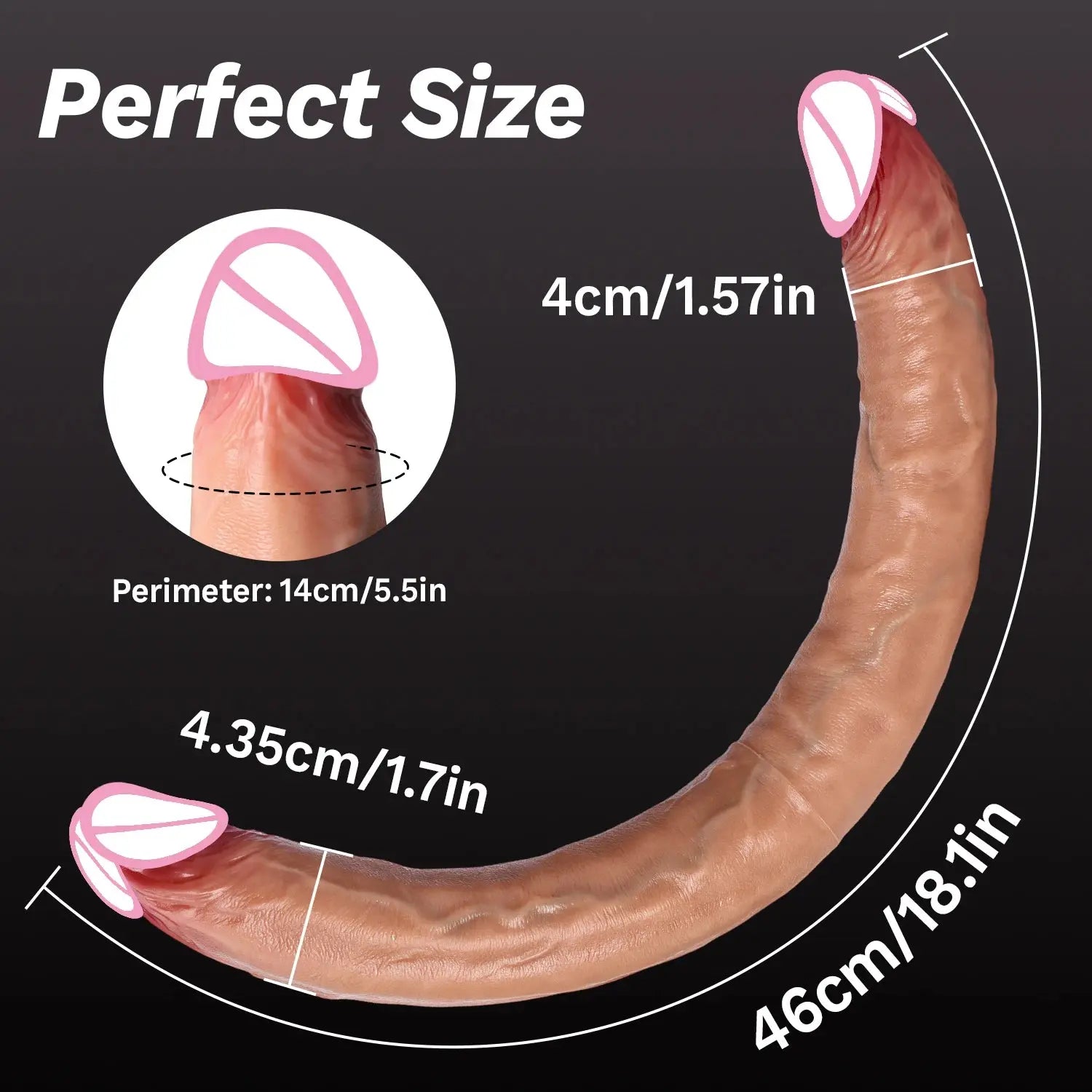 Flexible dual-ended dildo for women by SHOPEZRA L.L.C., realistic, waterproof adult toy for vaginal and anal stimulation.