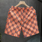 Men Orange Full H Letter Beach Shorts Quick Dry Casual Pocket Swim Trunks Summer Holiday Luxury Pattern Sports Board Short Pants SHOPEZRA L.L.C.